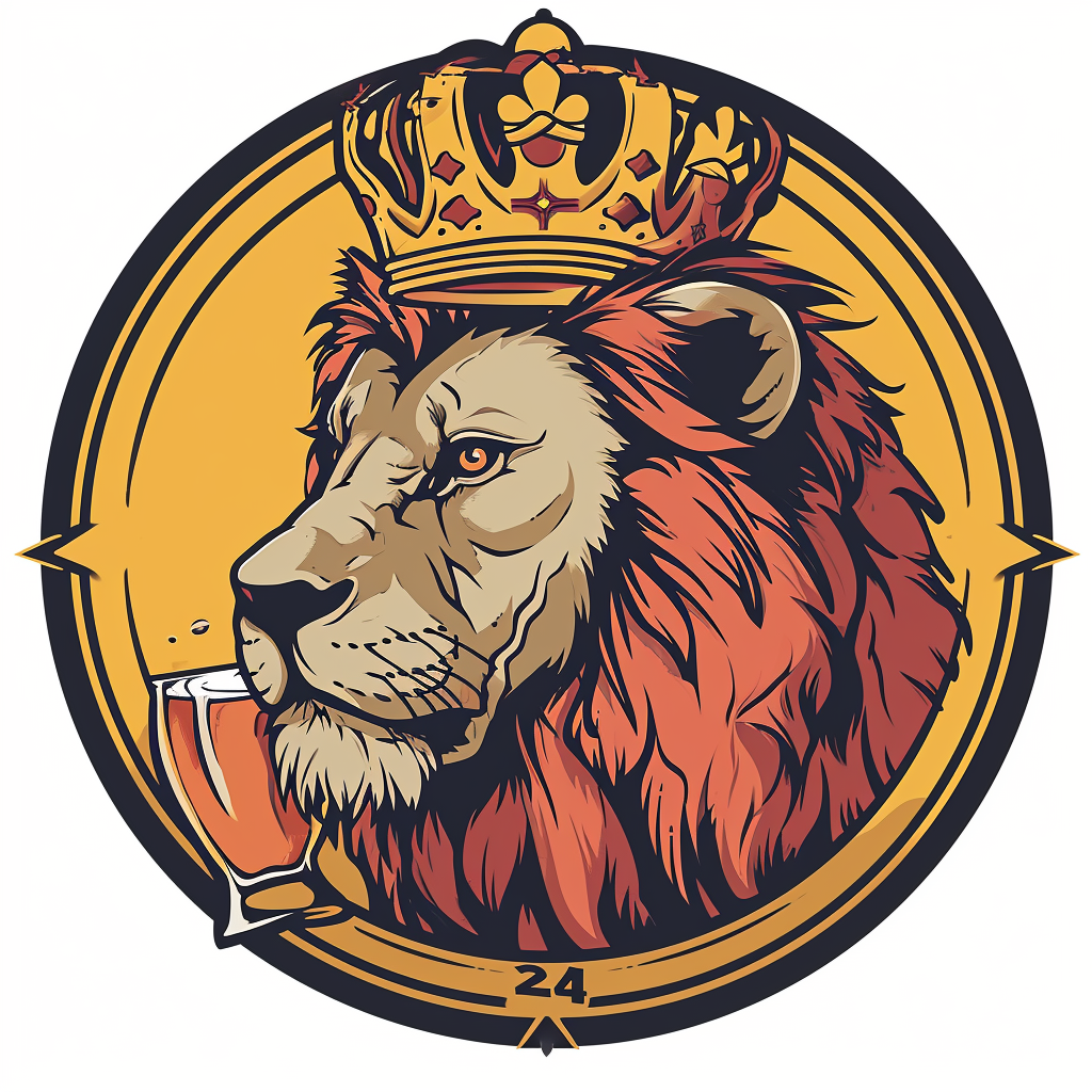 2D Sports Team Logo: Lion Drinking Beer