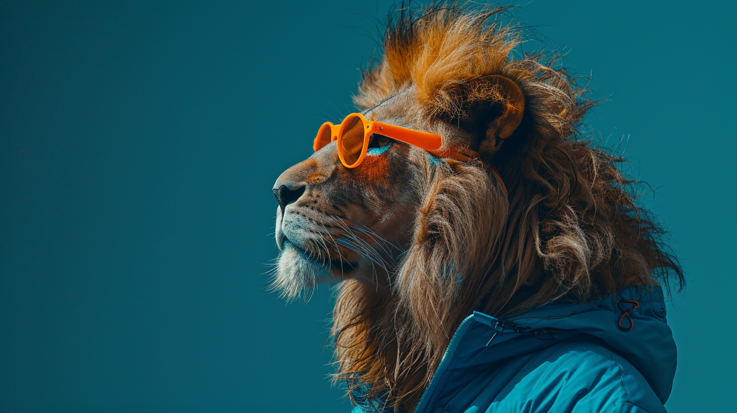 Lion in Blue Jacket