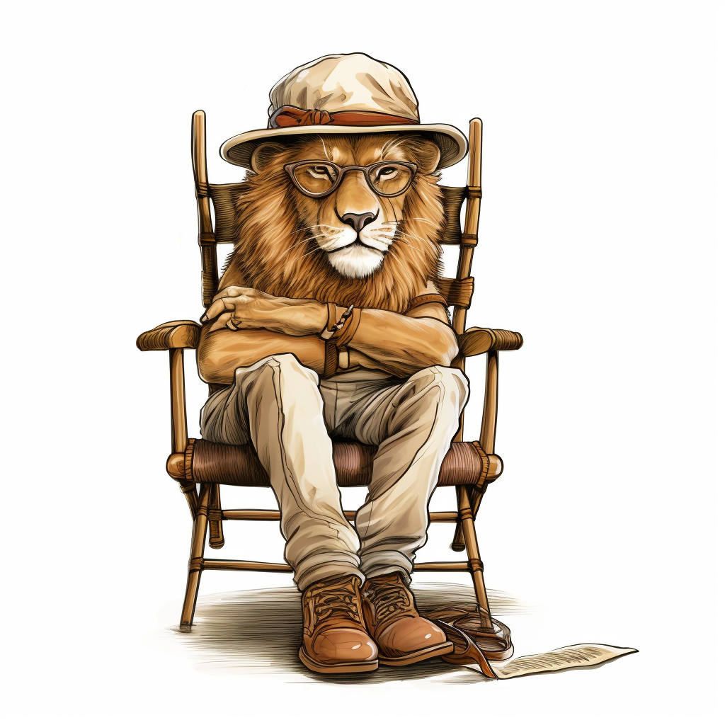 Cute Cartoon Lion on Chair