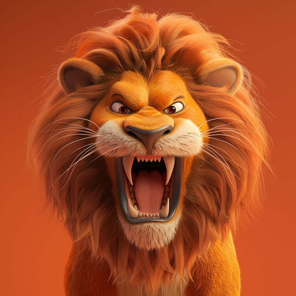 Lion roaring with angry teeth