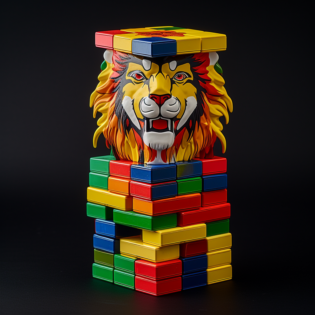 Rubik's Cube with lion, king, and giraffe