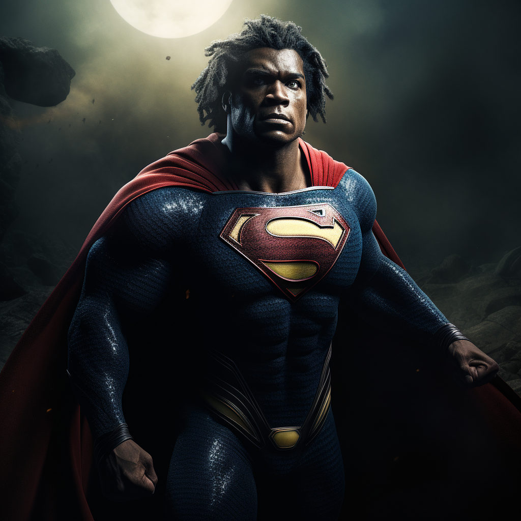 Mofesa as Superman rescuing in dark room