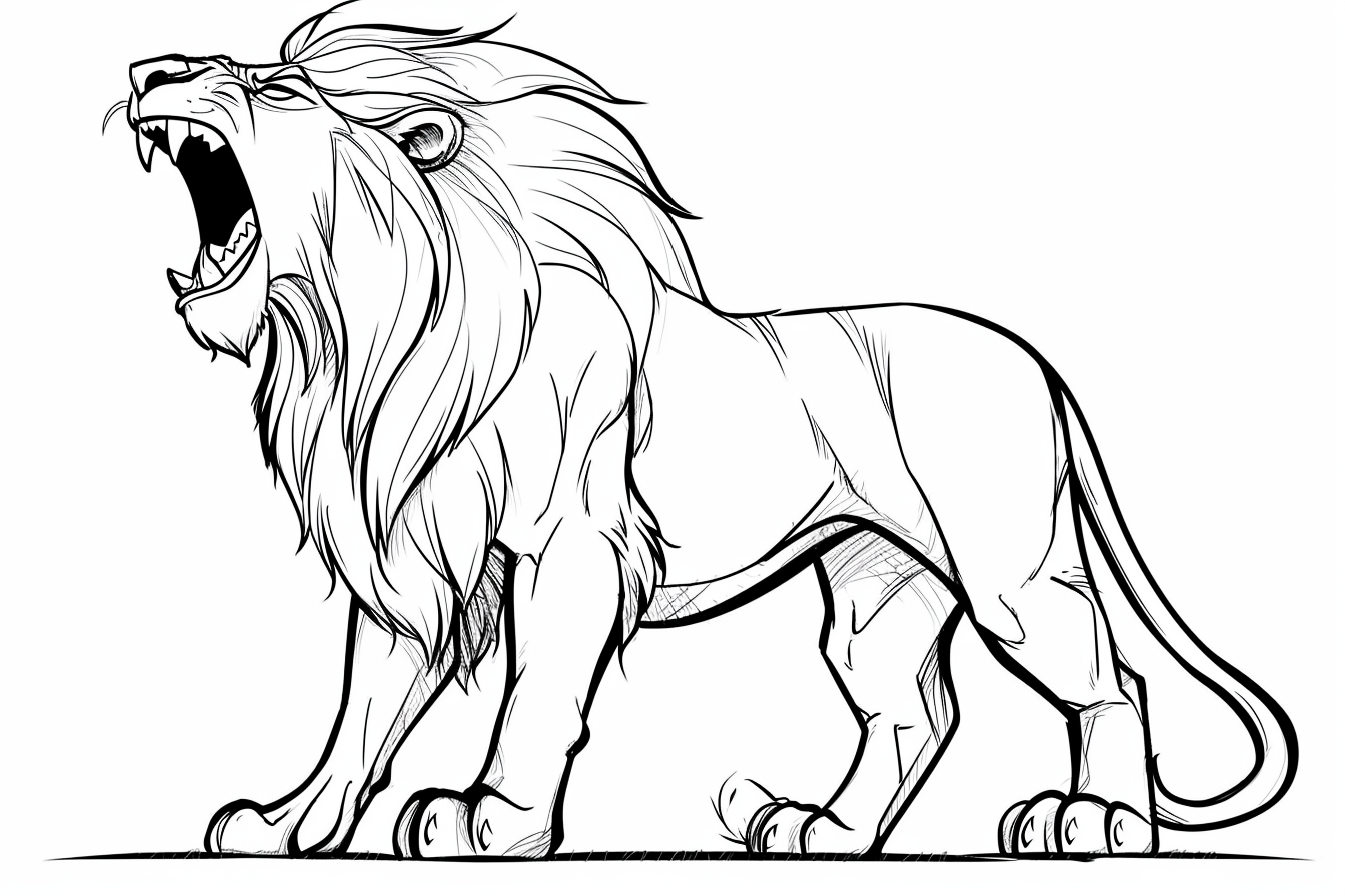 Lion Roaring Coloring Page