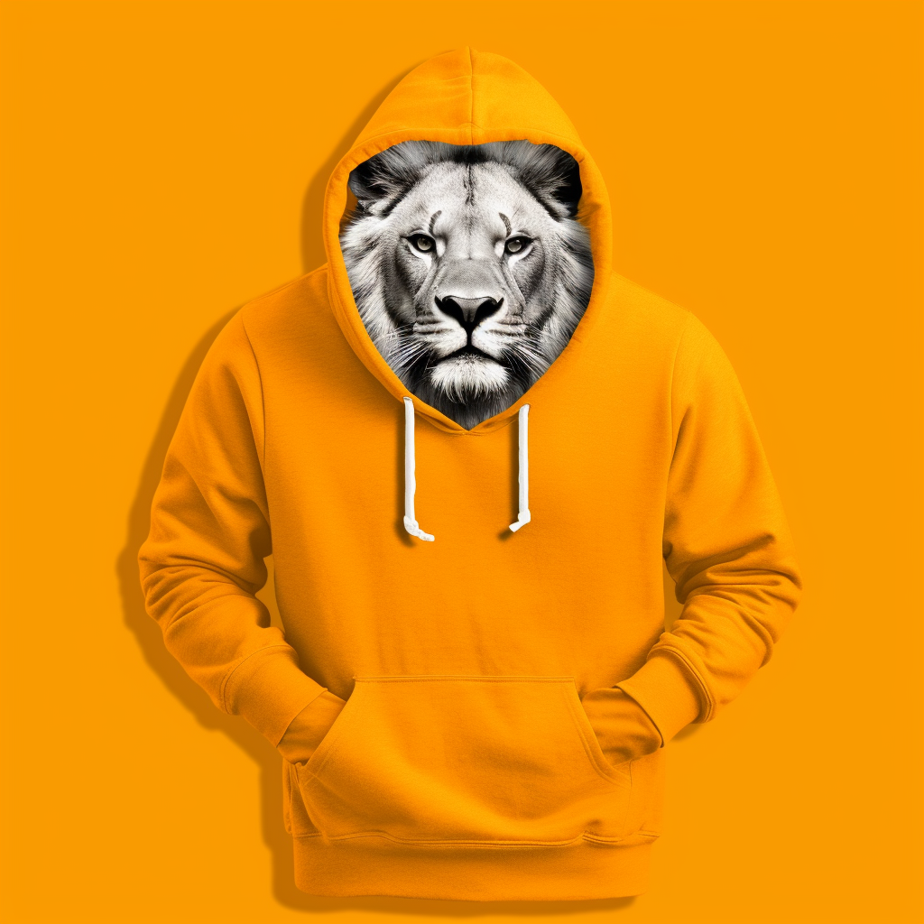 Stylish lion wearing hoodie and sunglasses