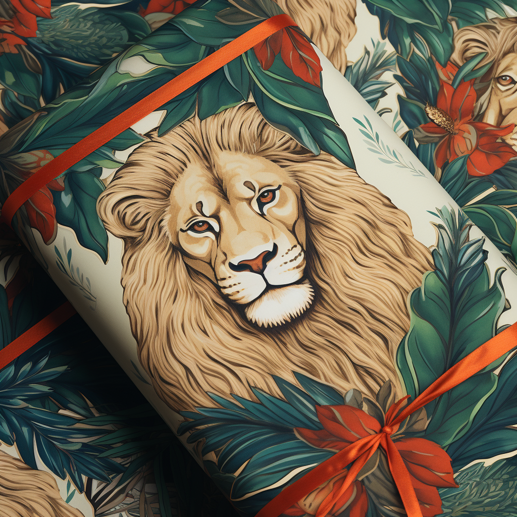 Lion Christmas Wrapping Paper