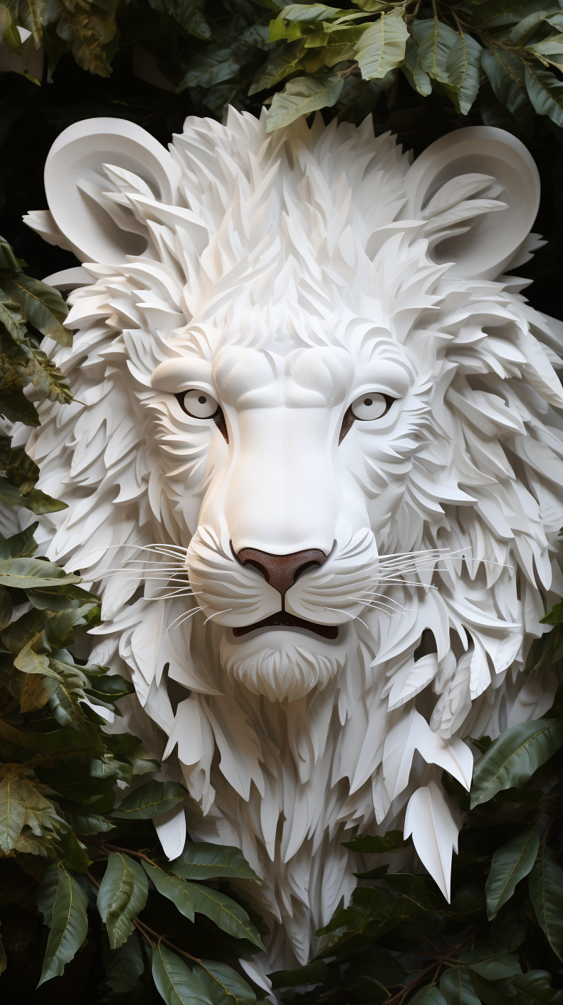 Close-up of majestic lion face sculpture