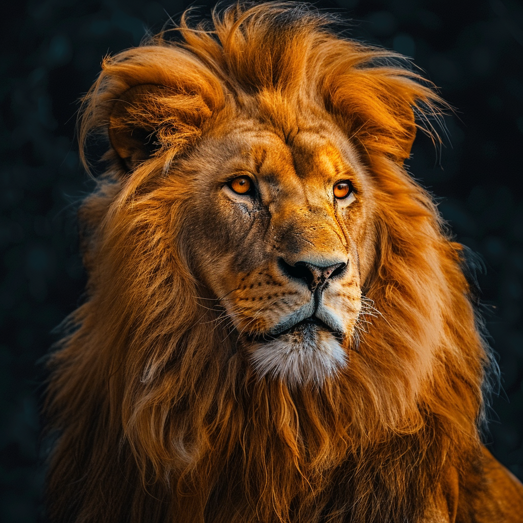 Majestic lion with golden mane