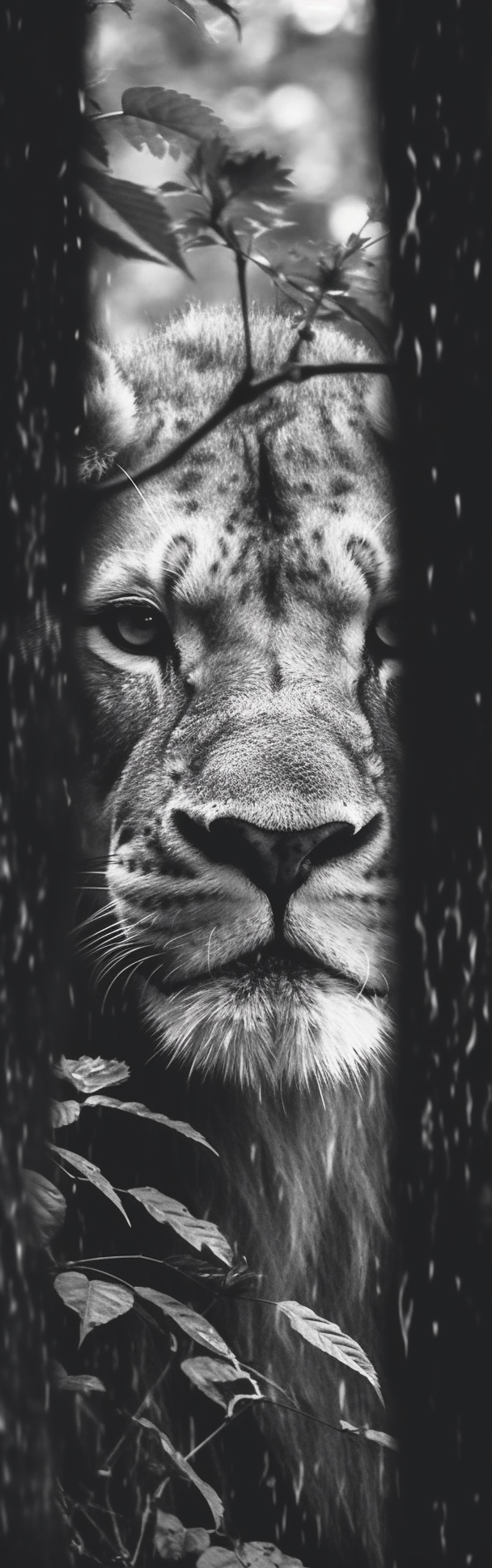 Close-up of majestic lion face in marble