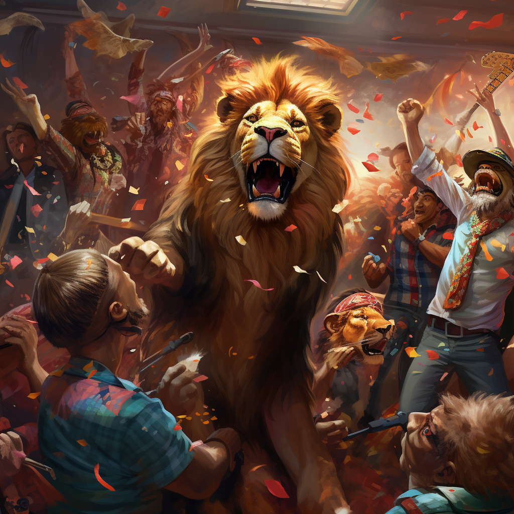 Lion cover band performing at a lively party