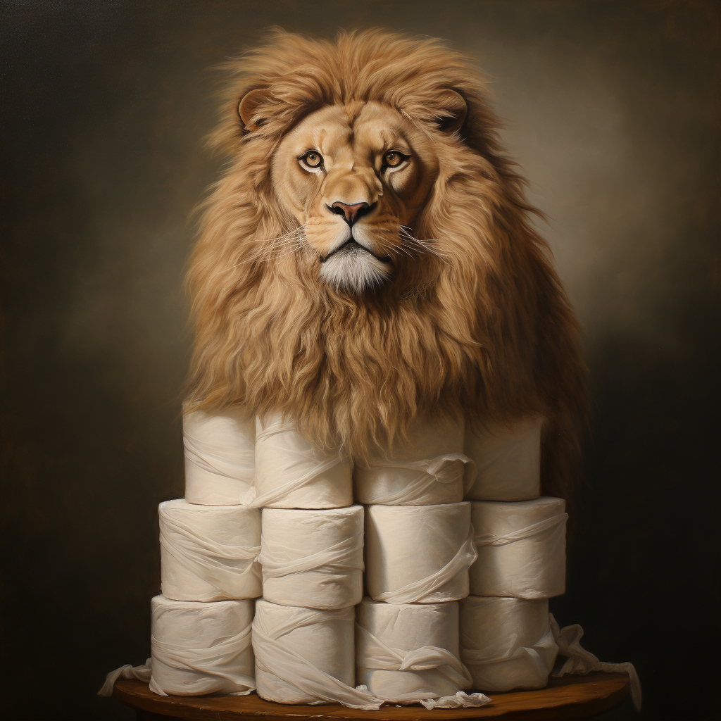 Lion with Toilet Rolls