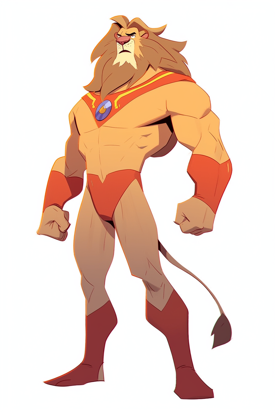 Illustration of a furry lion superhero