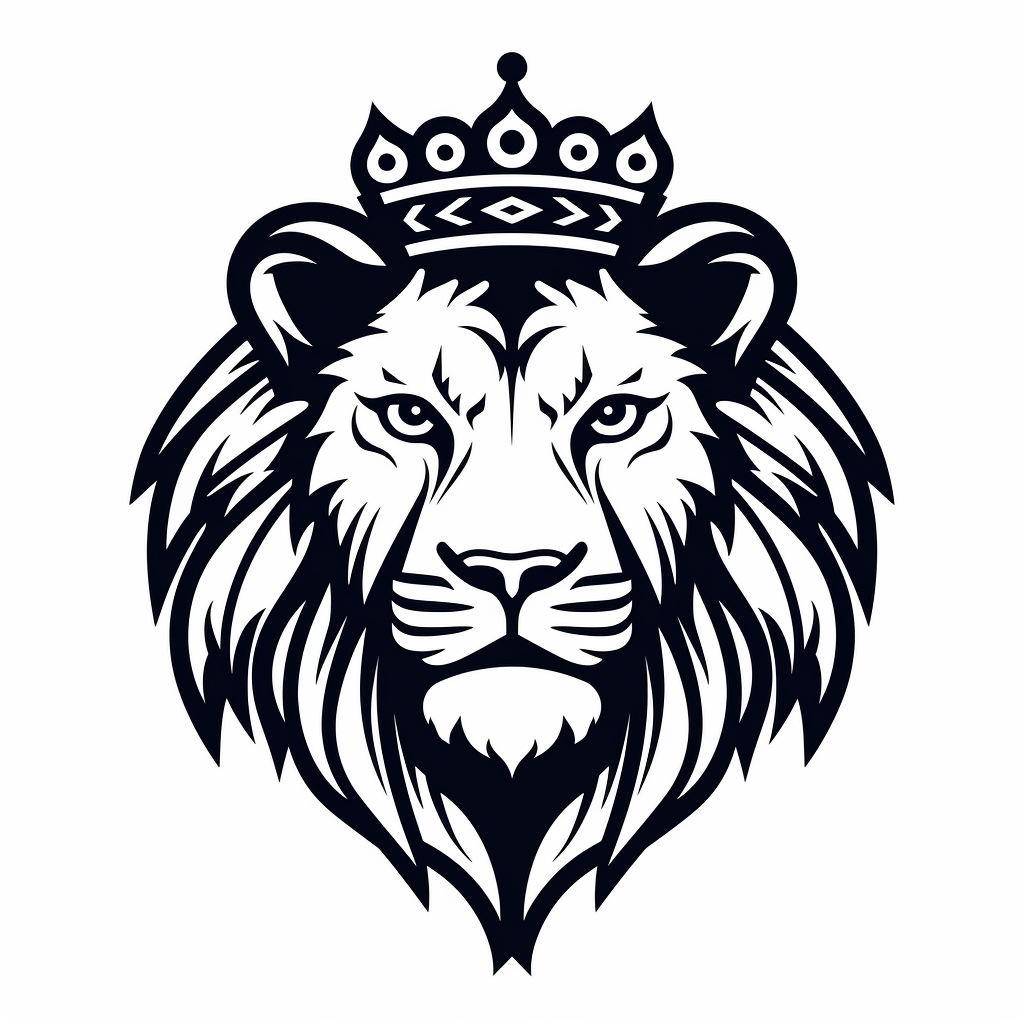 Majestic lion wearing crown in vector logo