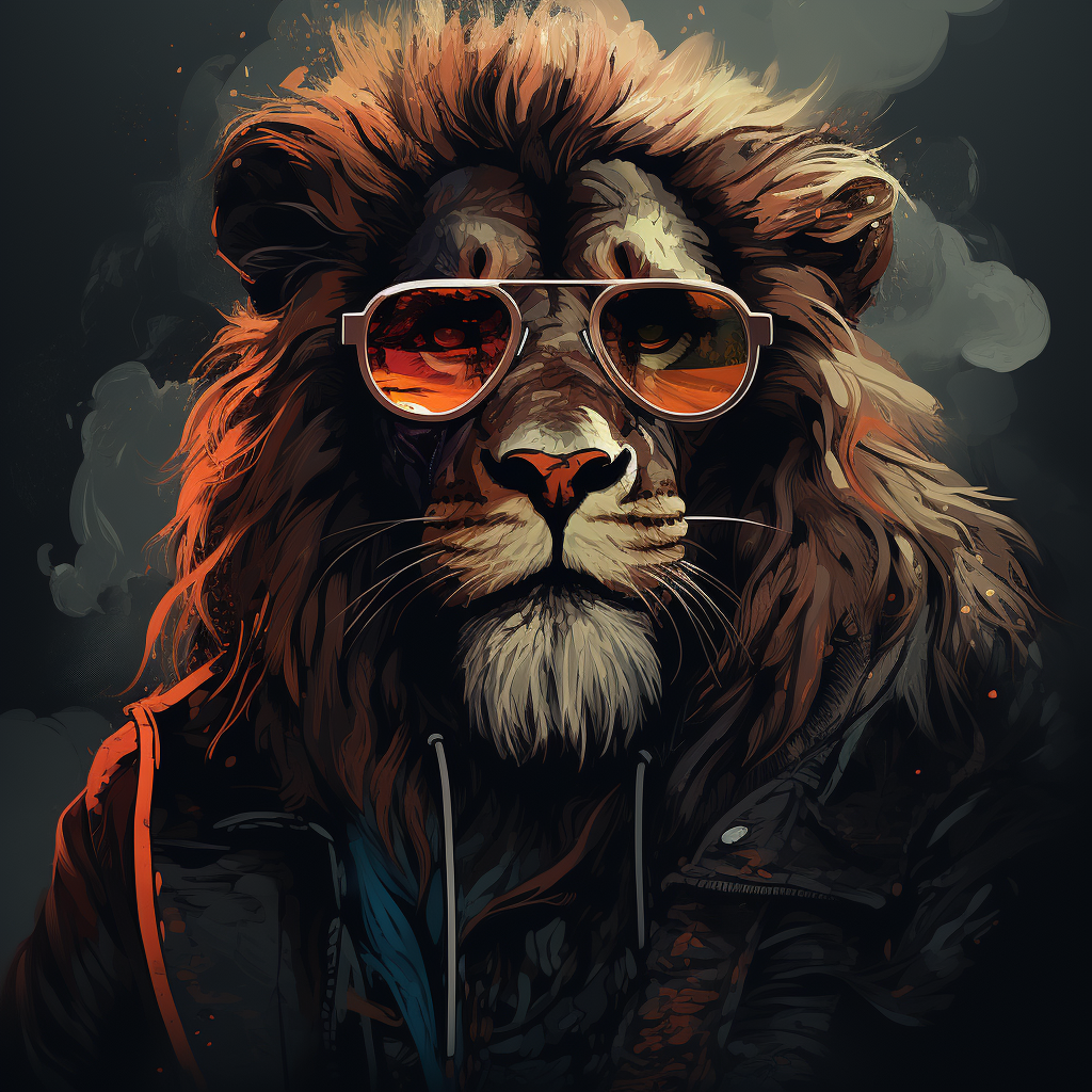 Lion wearing sunglasses hipster mascot logo