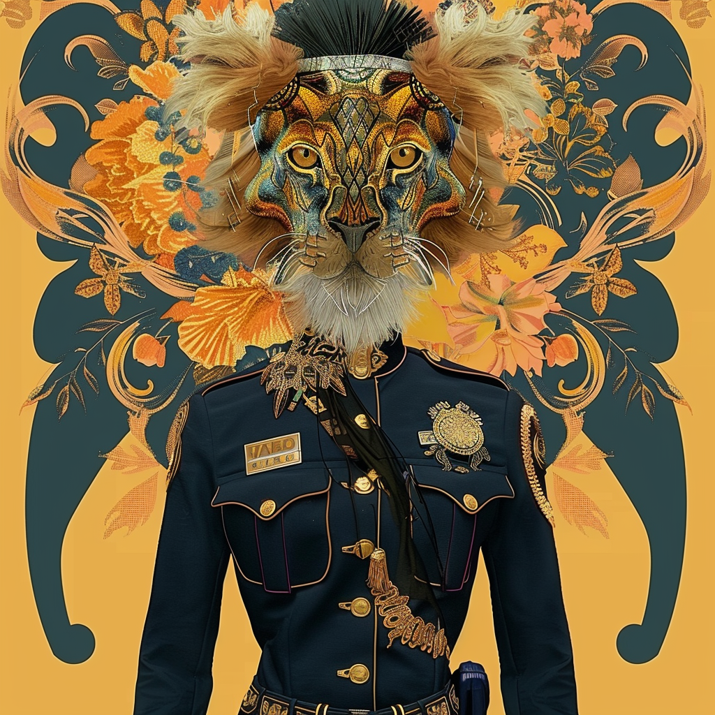 Lioness Cop Uniform Fashion Illustration