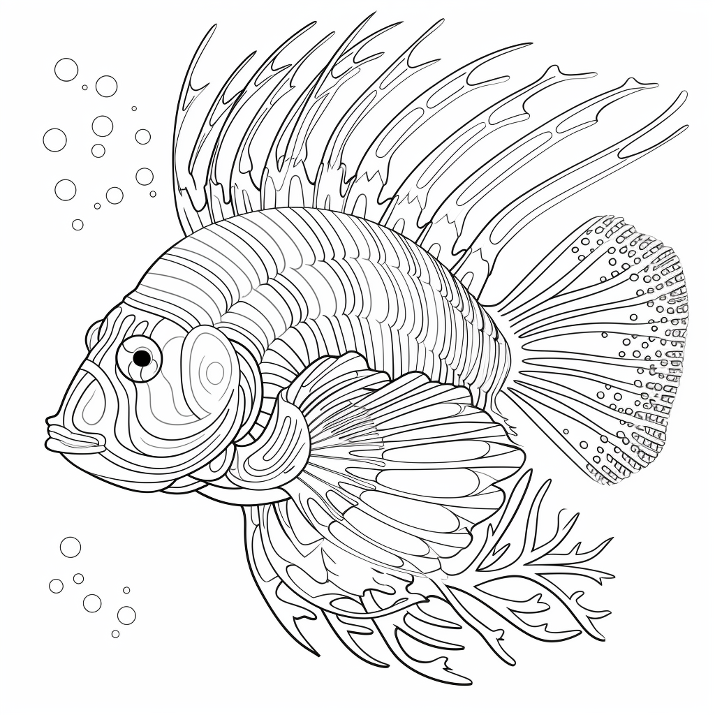 Simple Mandala Lionfish Coloring Page