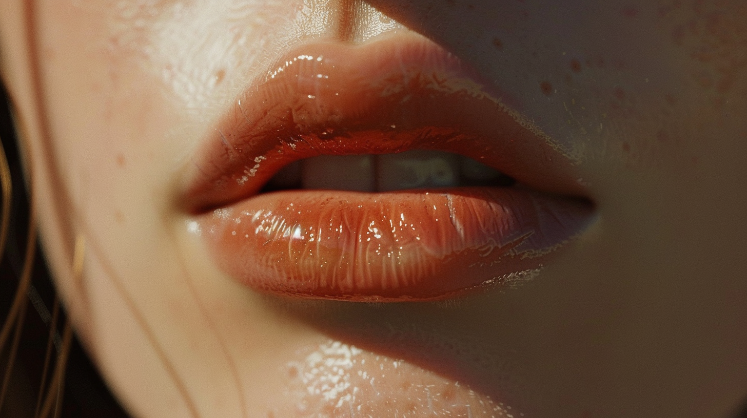 Lips with Small Moles Close Up