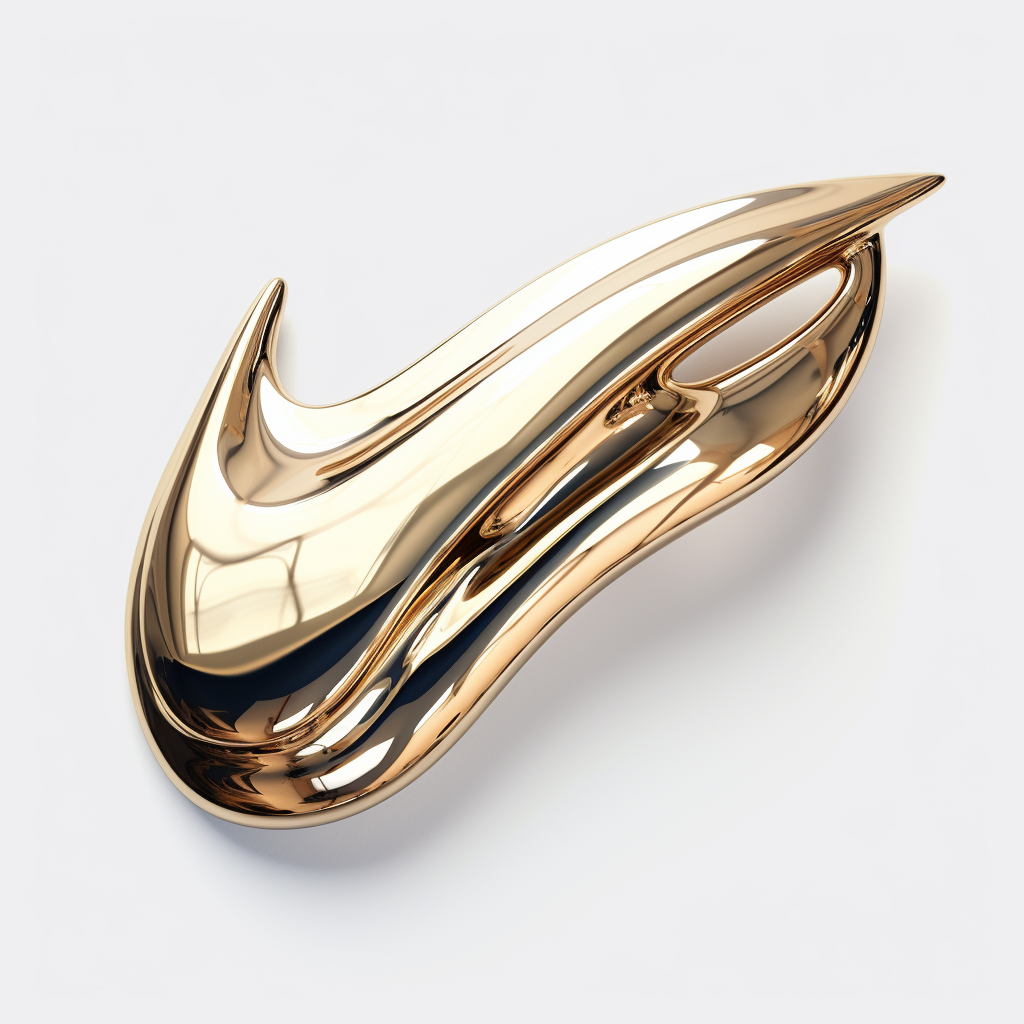 Liquid Metal Y2K Nike Swoosh on white background