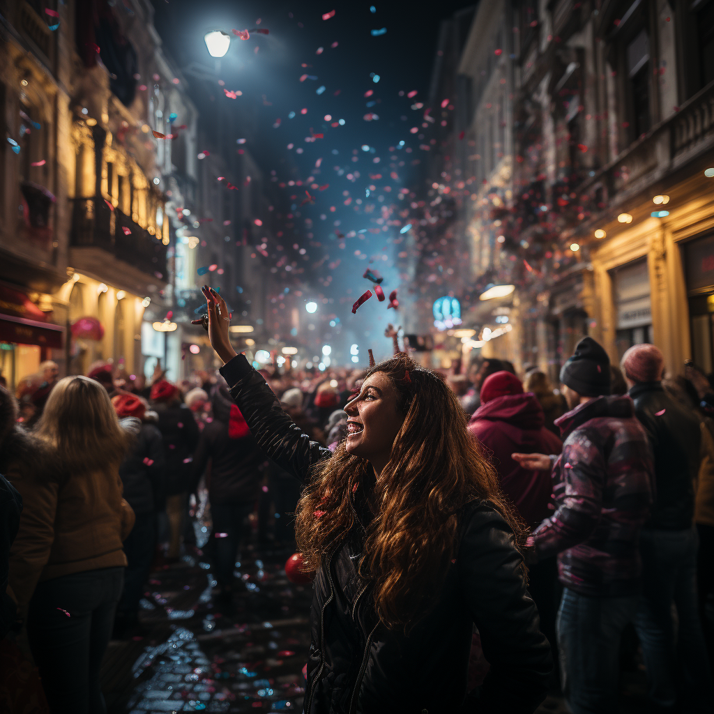 Colorful New Year Celebration in Lisbon