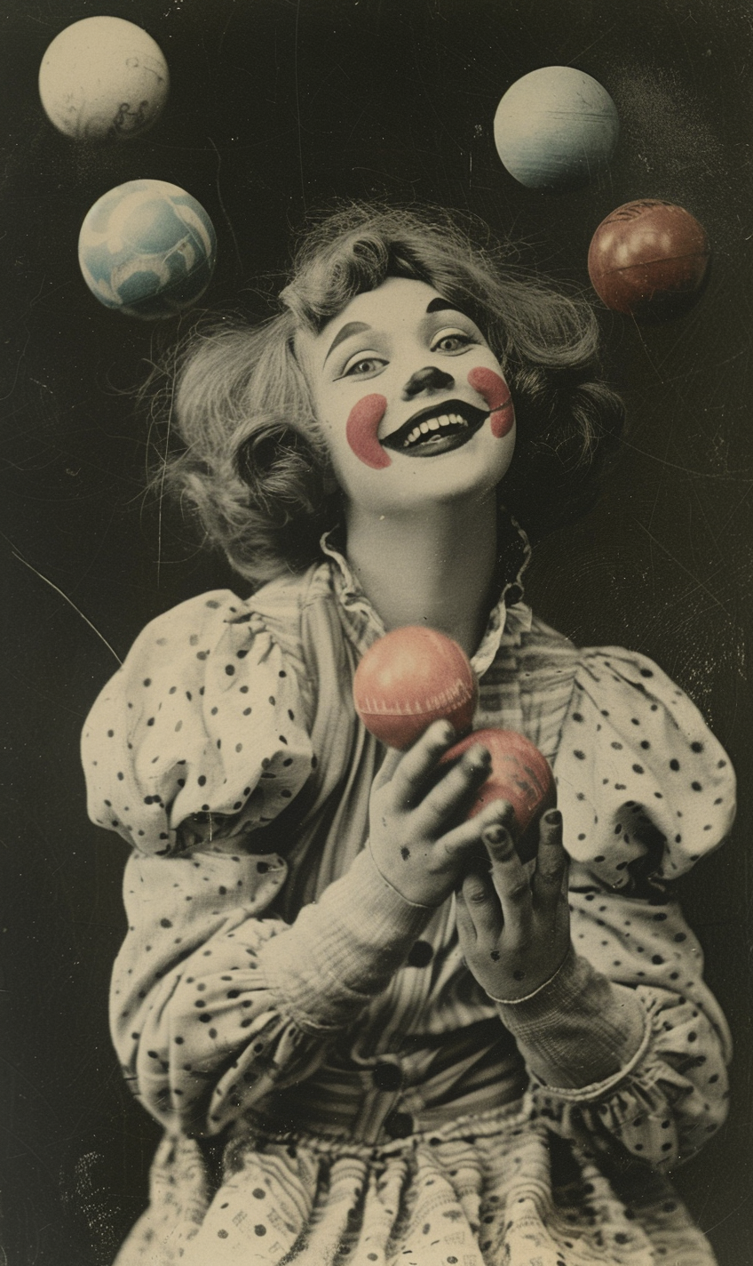 Female Jester Lith Printing Smiling