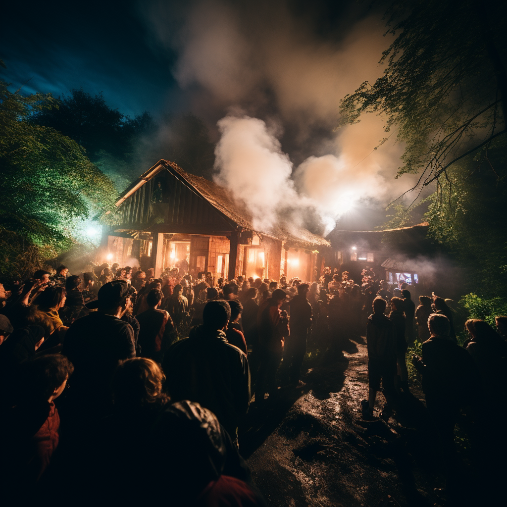 People dancing in Lithuanian techno rave