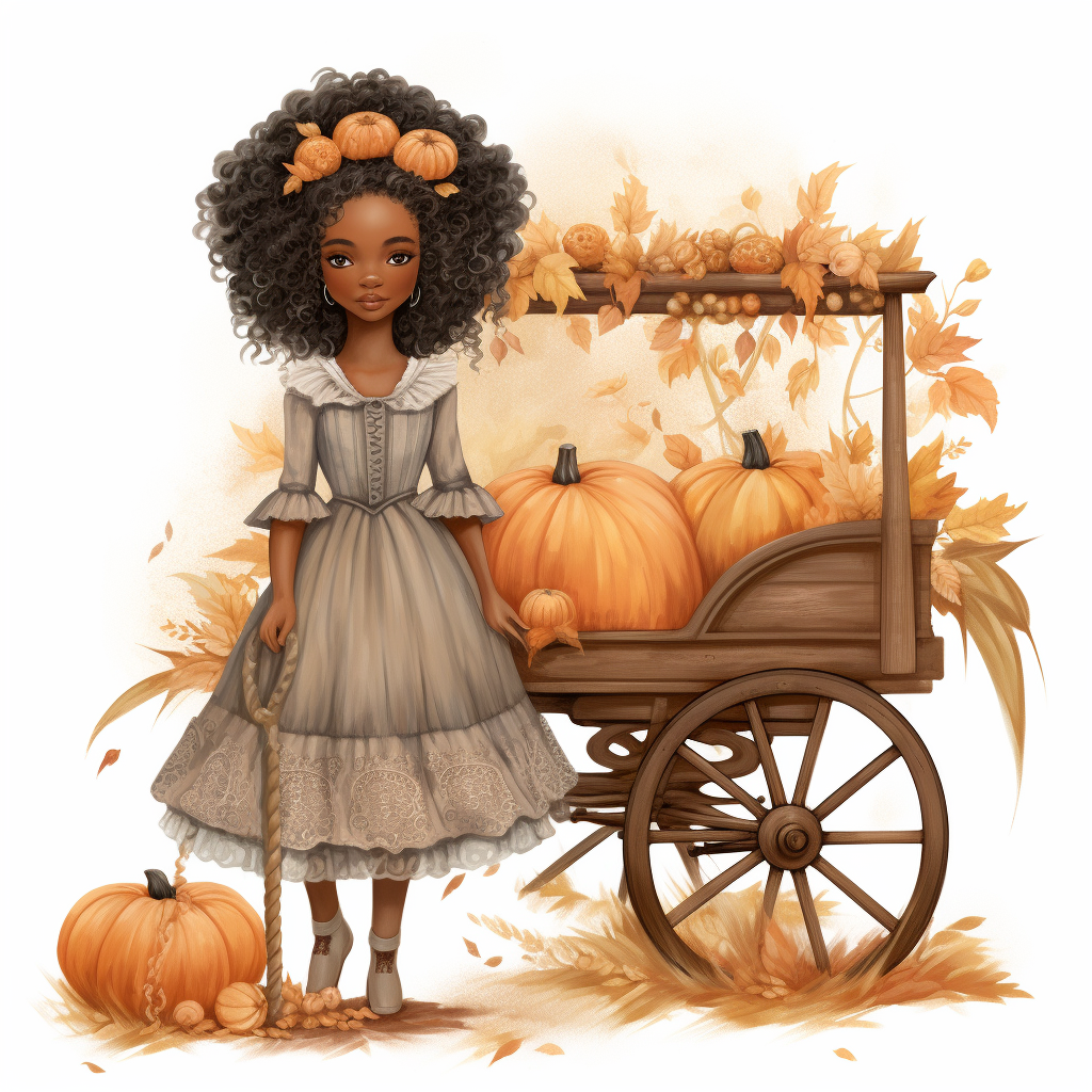 Little black girl on hayride cart