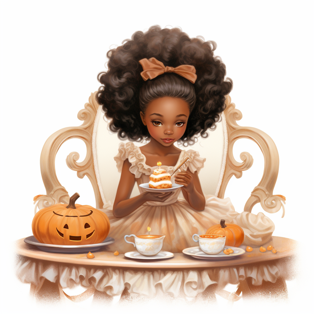 Little Black Girl Eating Dessert with Pumpkin Pie ?