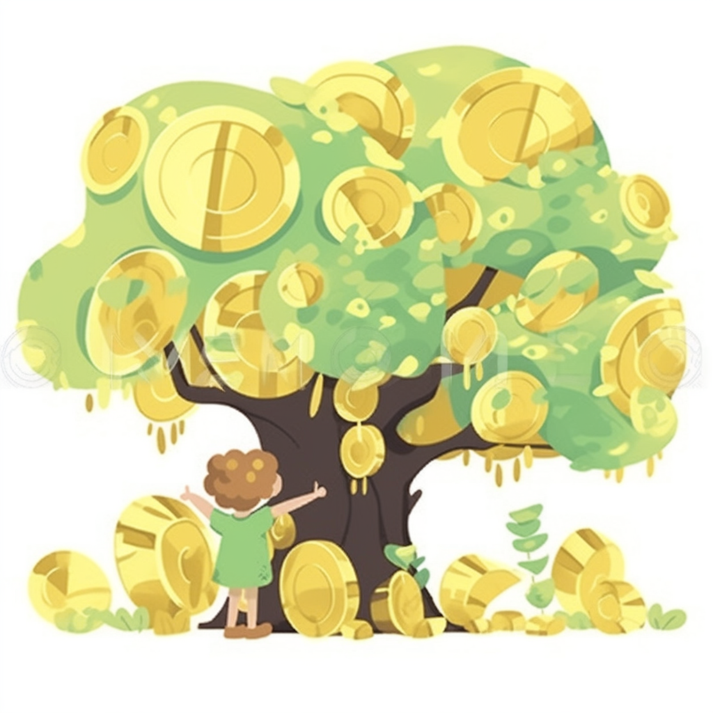 Cute Boy Picking Gold Coins