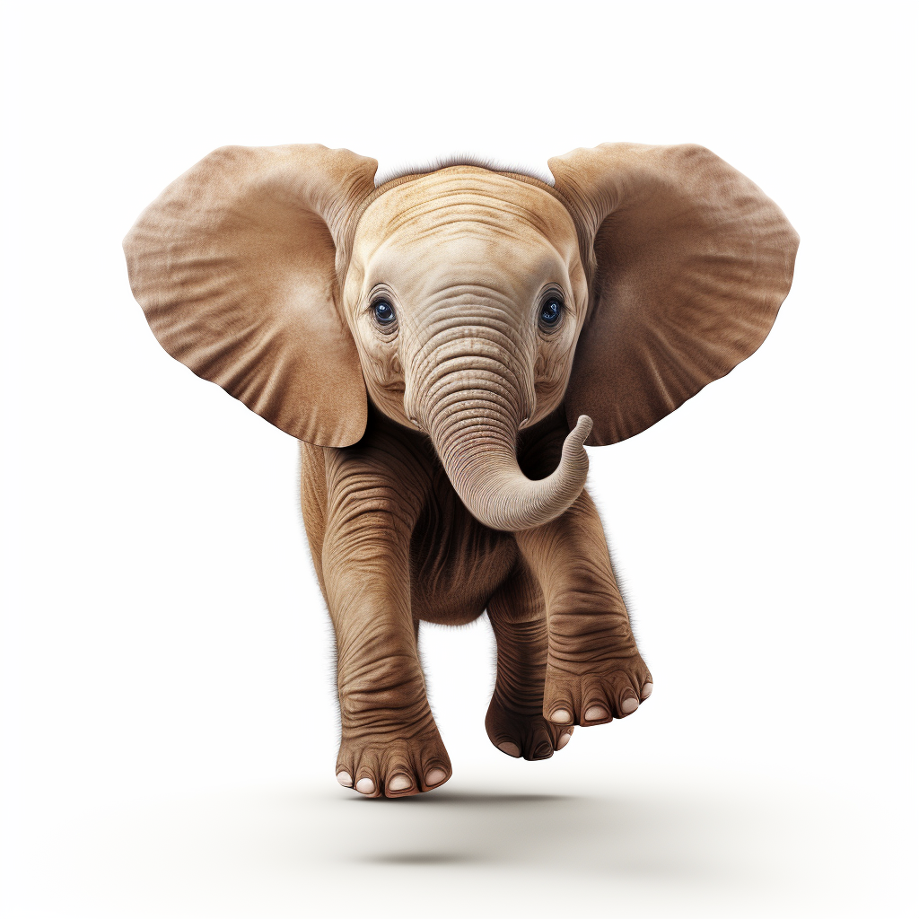 Little Elephant Jumps Height Isolated White Background