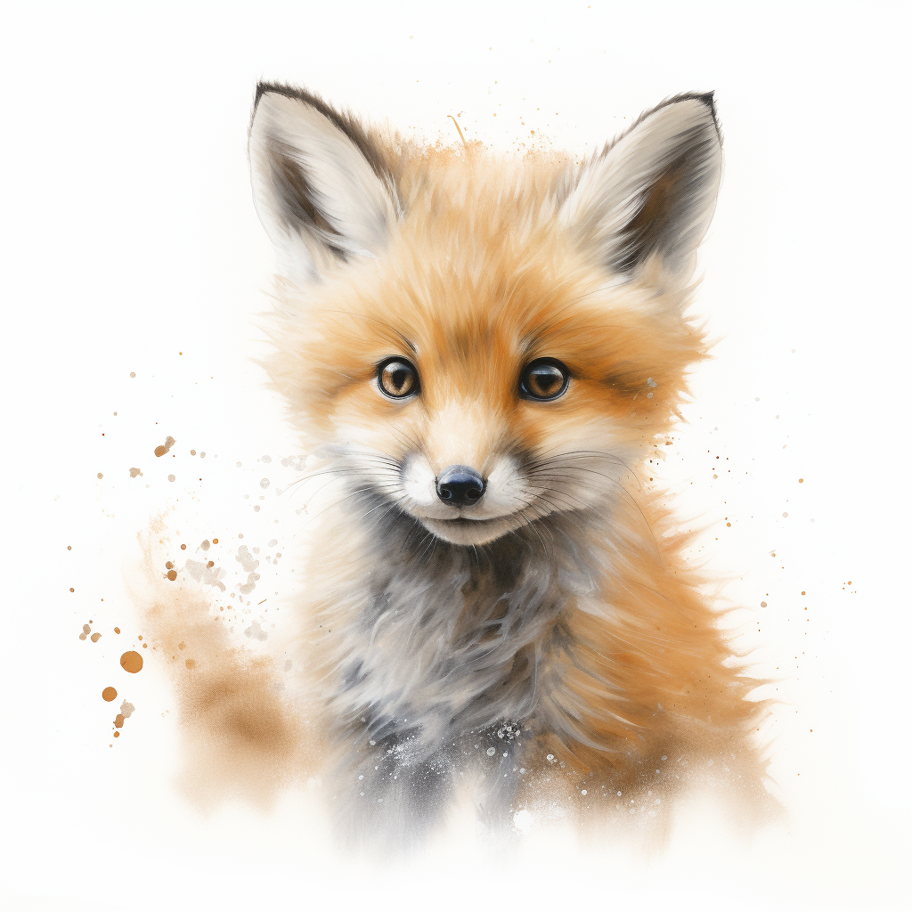 Cute baby fox on a white background