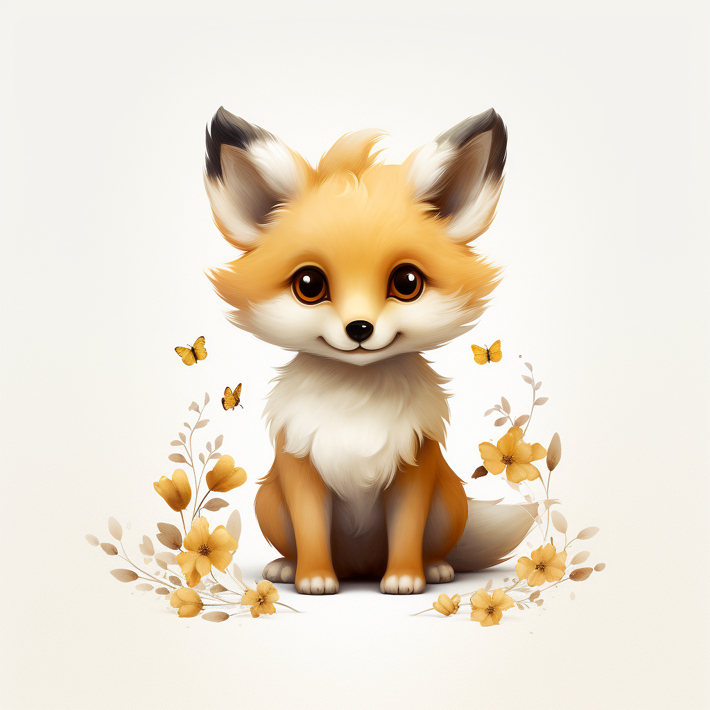 Cute baby fox on a white background