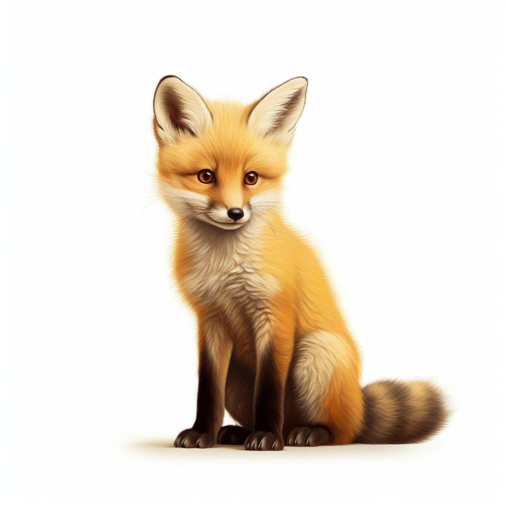 Cute little fox on white background