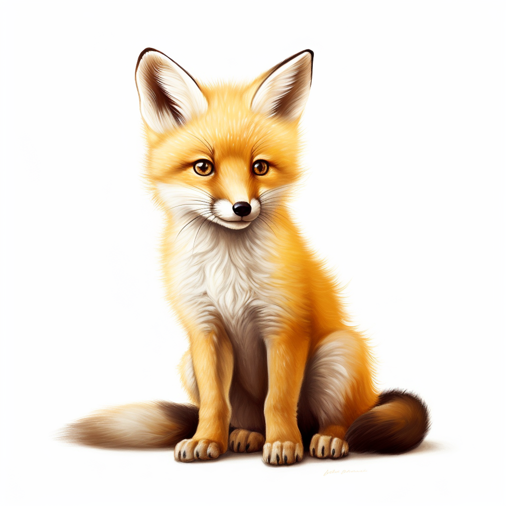 Cute Little Fox on White Background