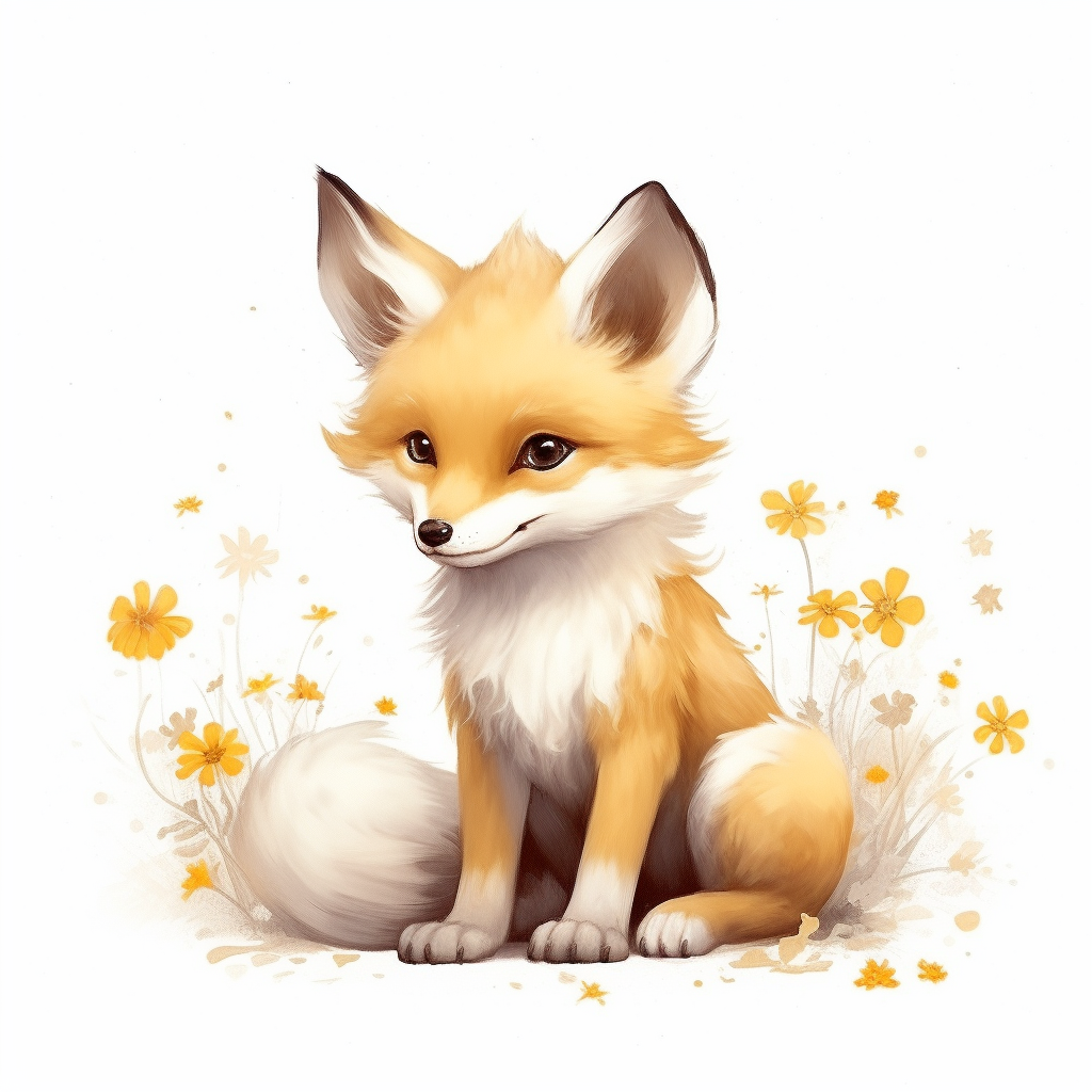 Cute baby fox on white background