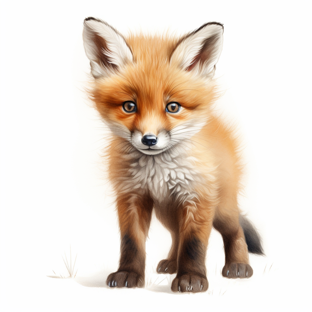 Cute baby fox looking forward