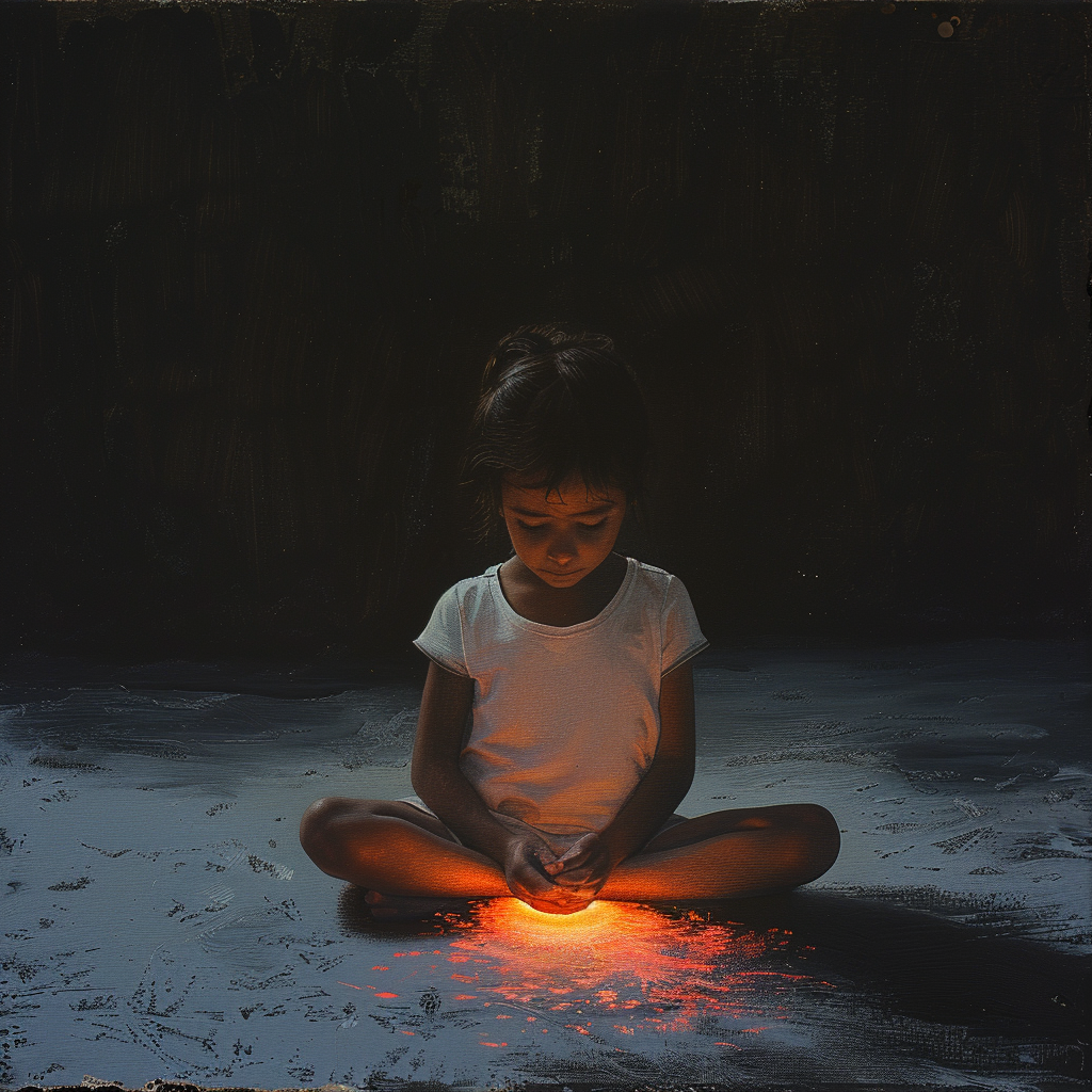 Little girl in dark room