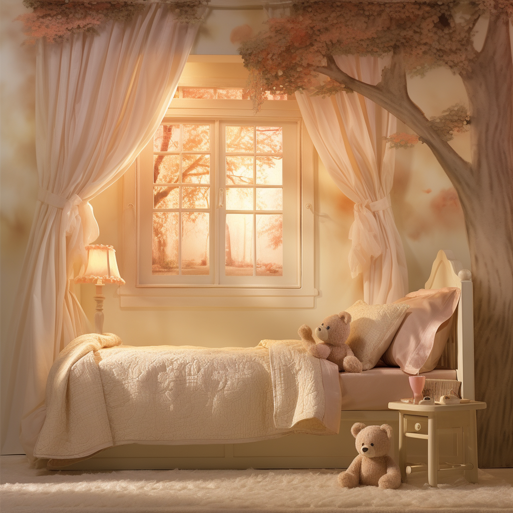 Little girl's traditional bedroom with double bed