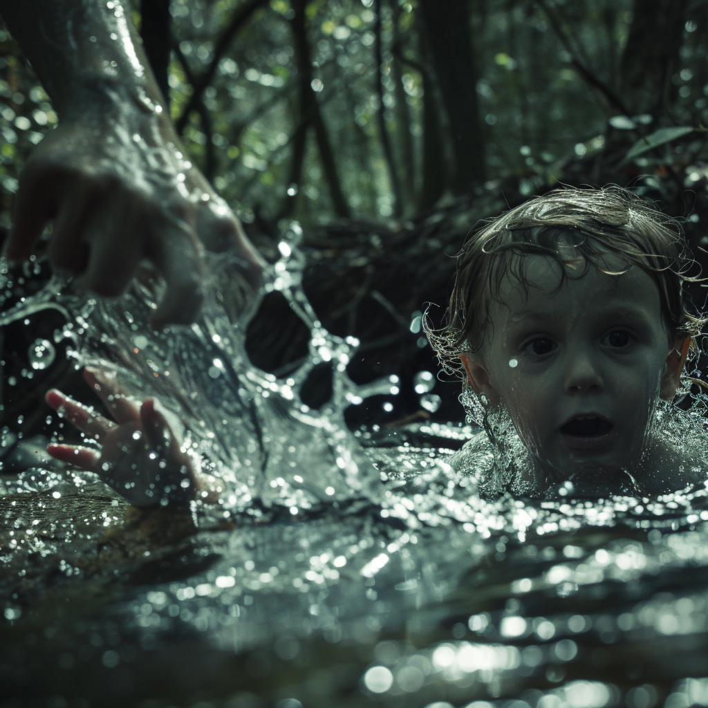 Little girl pulled underwater by ghostly hand