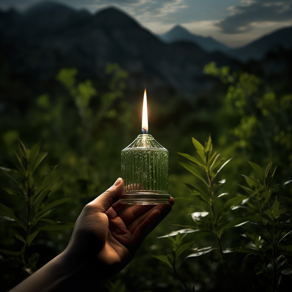 Little light candle in Monterrey Mexico mountains