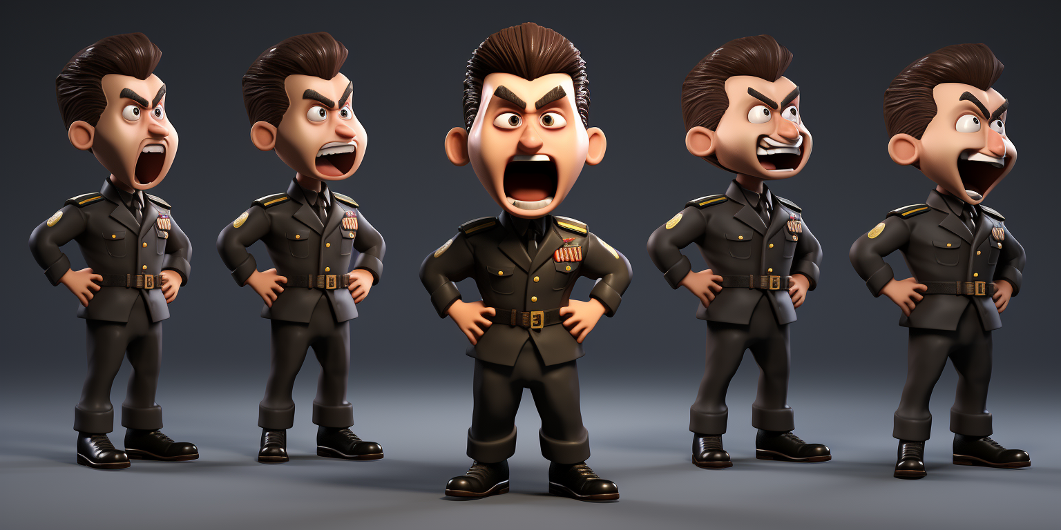 Little man dictator character with different poses