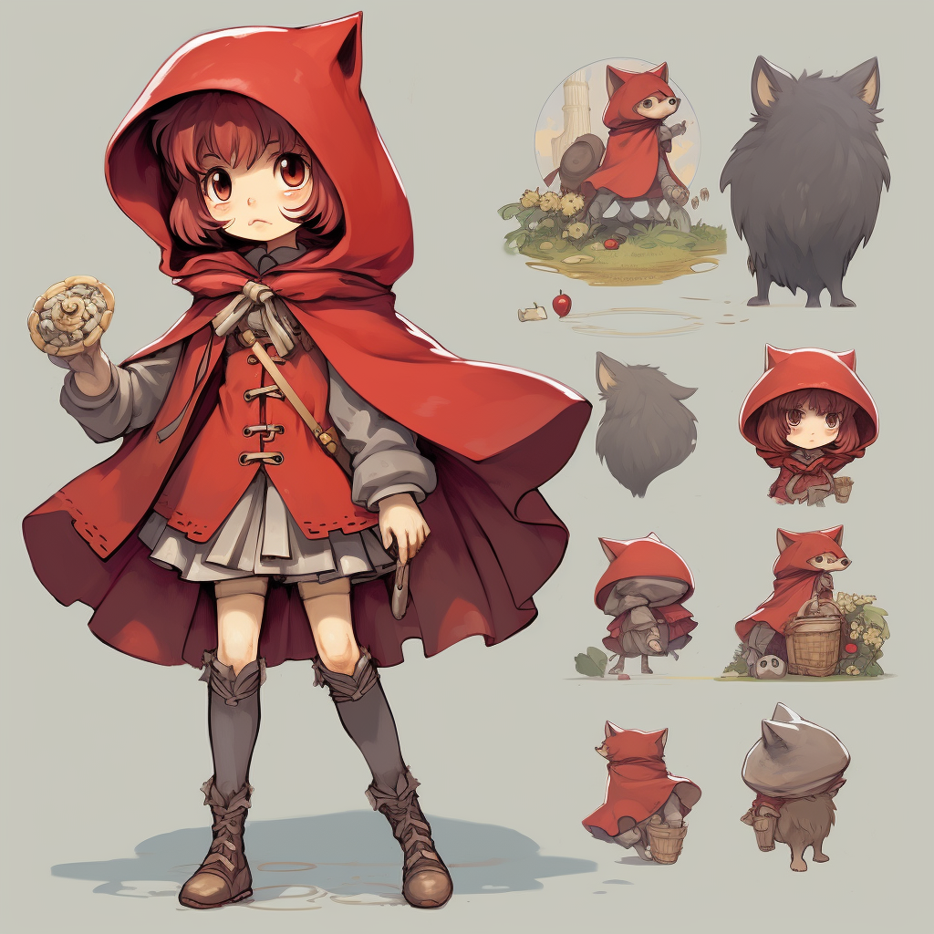 Charming character sheet for Little Red Riding Hood