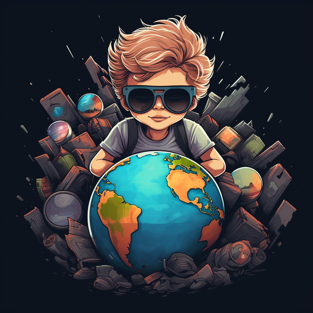 Little scientist hugging the planet