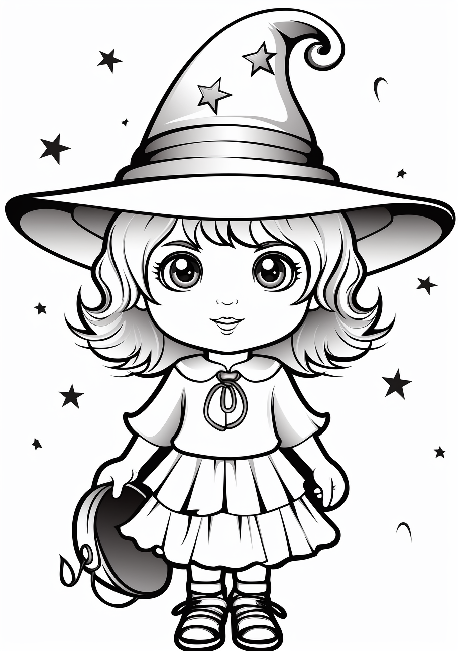 Cute little witch in a big hat