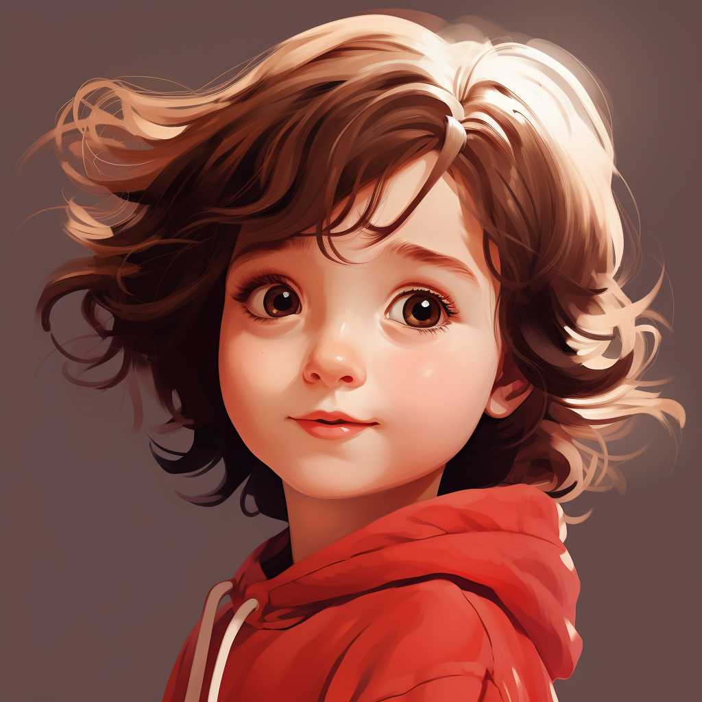 Cartoon of adorable little girl