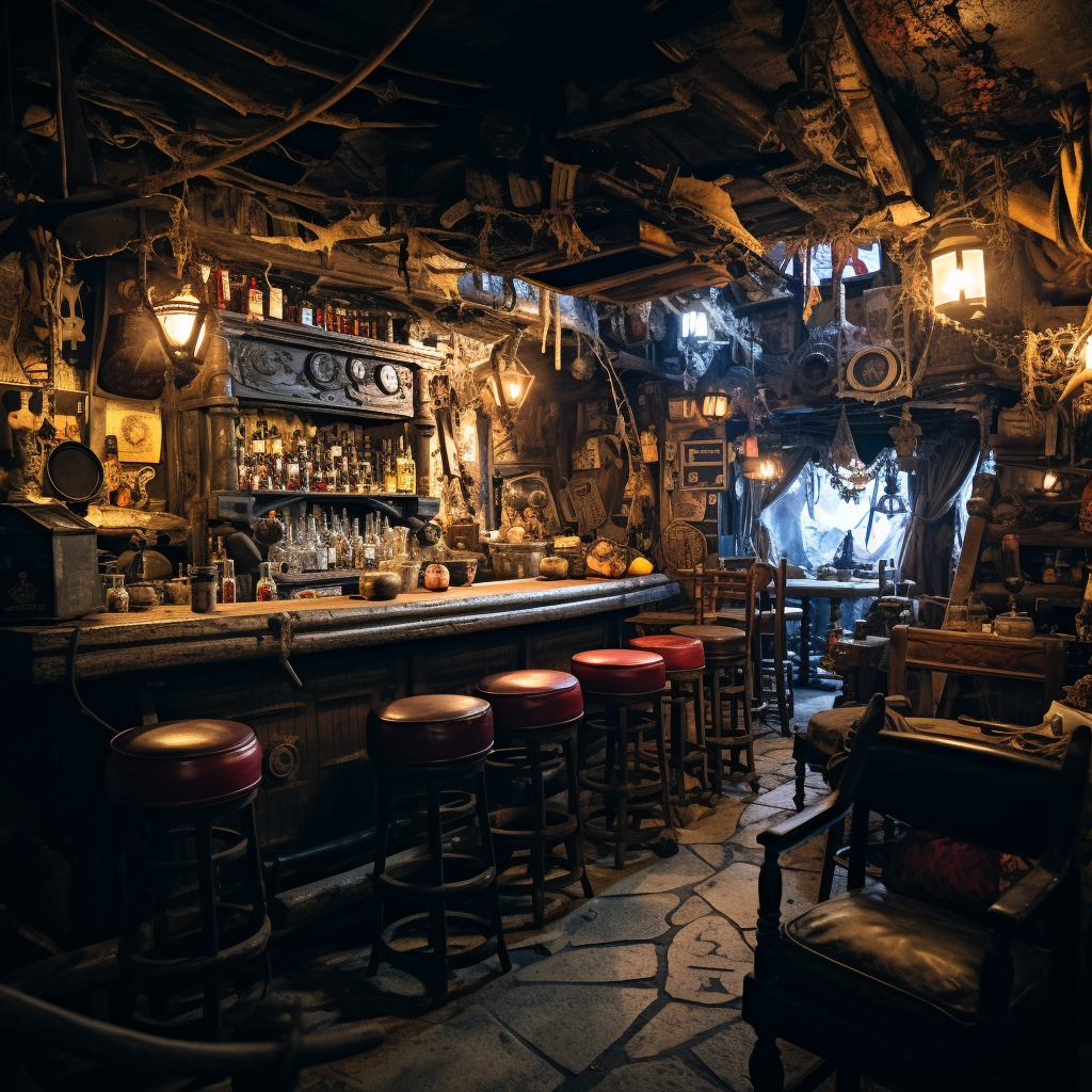 Seedy pirate dive bar interior image