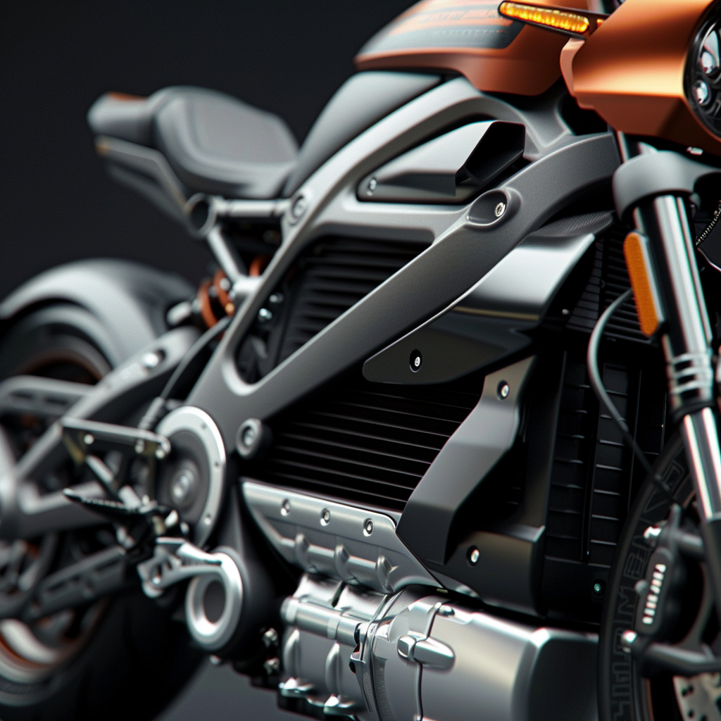 Detailed shot of Livewire motorcycle engine