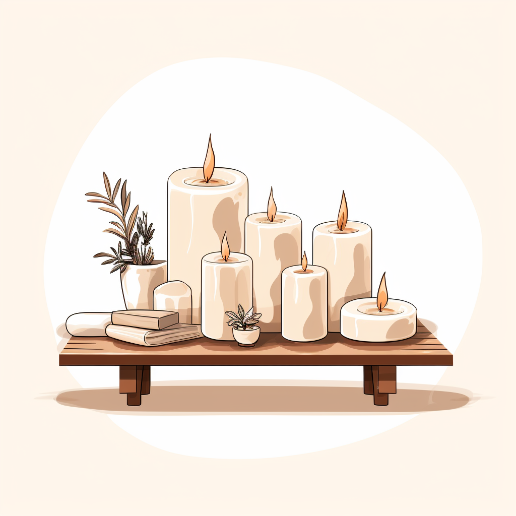 Minimalist living room candles on a table