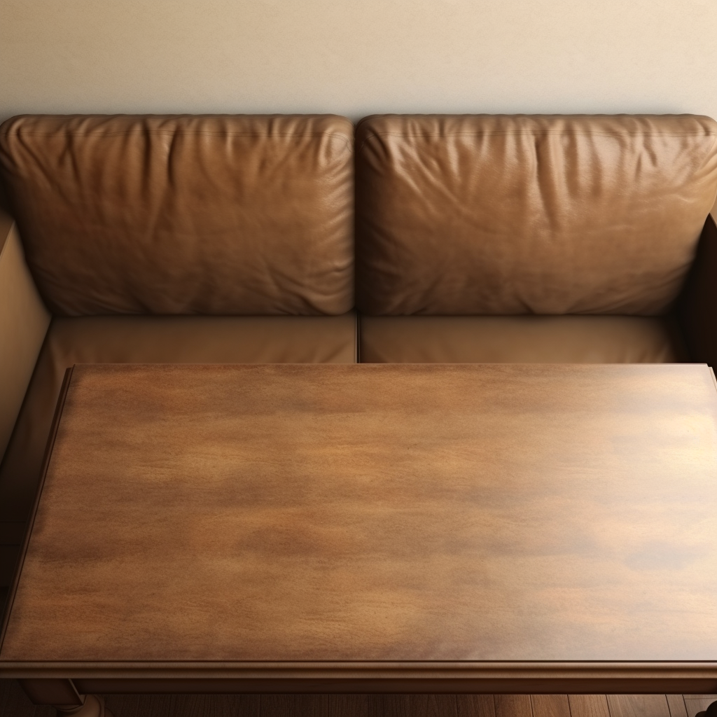 Empty table next to sofa in a living room