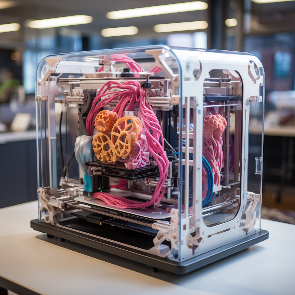 Bioprinter printing living tissue