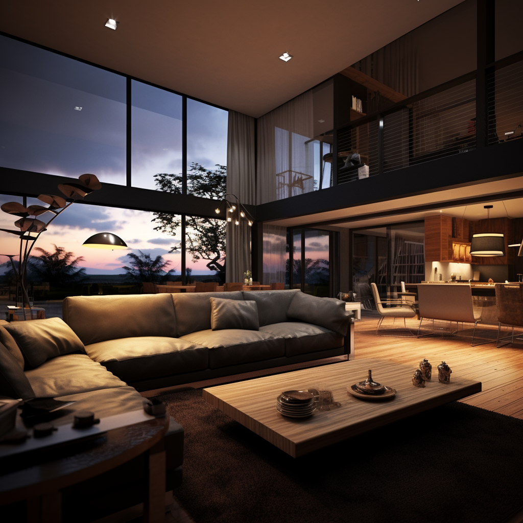 Modern living room elevation view