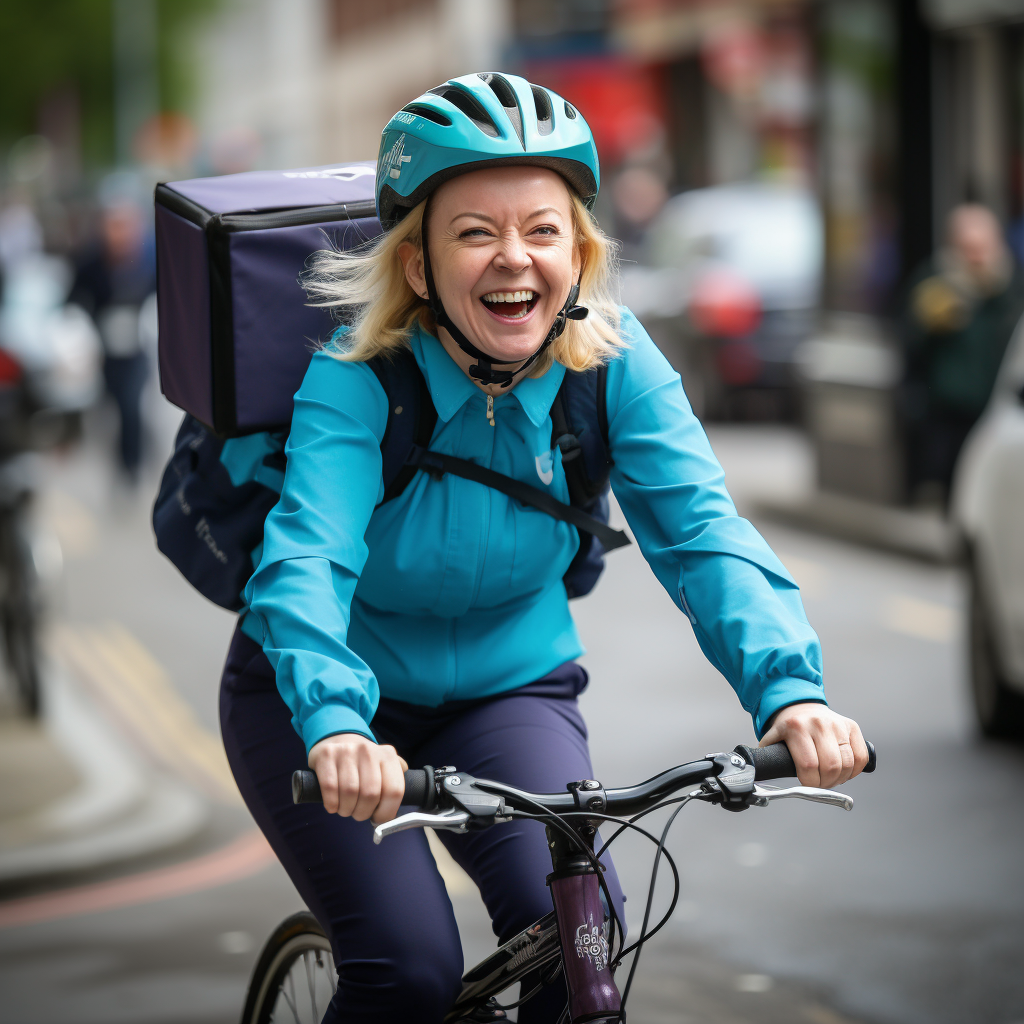 Liz Truss laughing at Deliveroo revolution